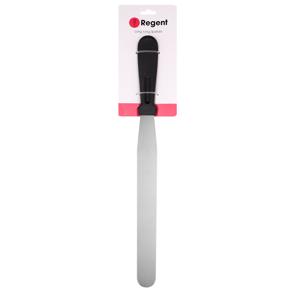 REGENT ICING SPATULA LONG WITH BLACK PP HANDLE, (370X30X15MM)