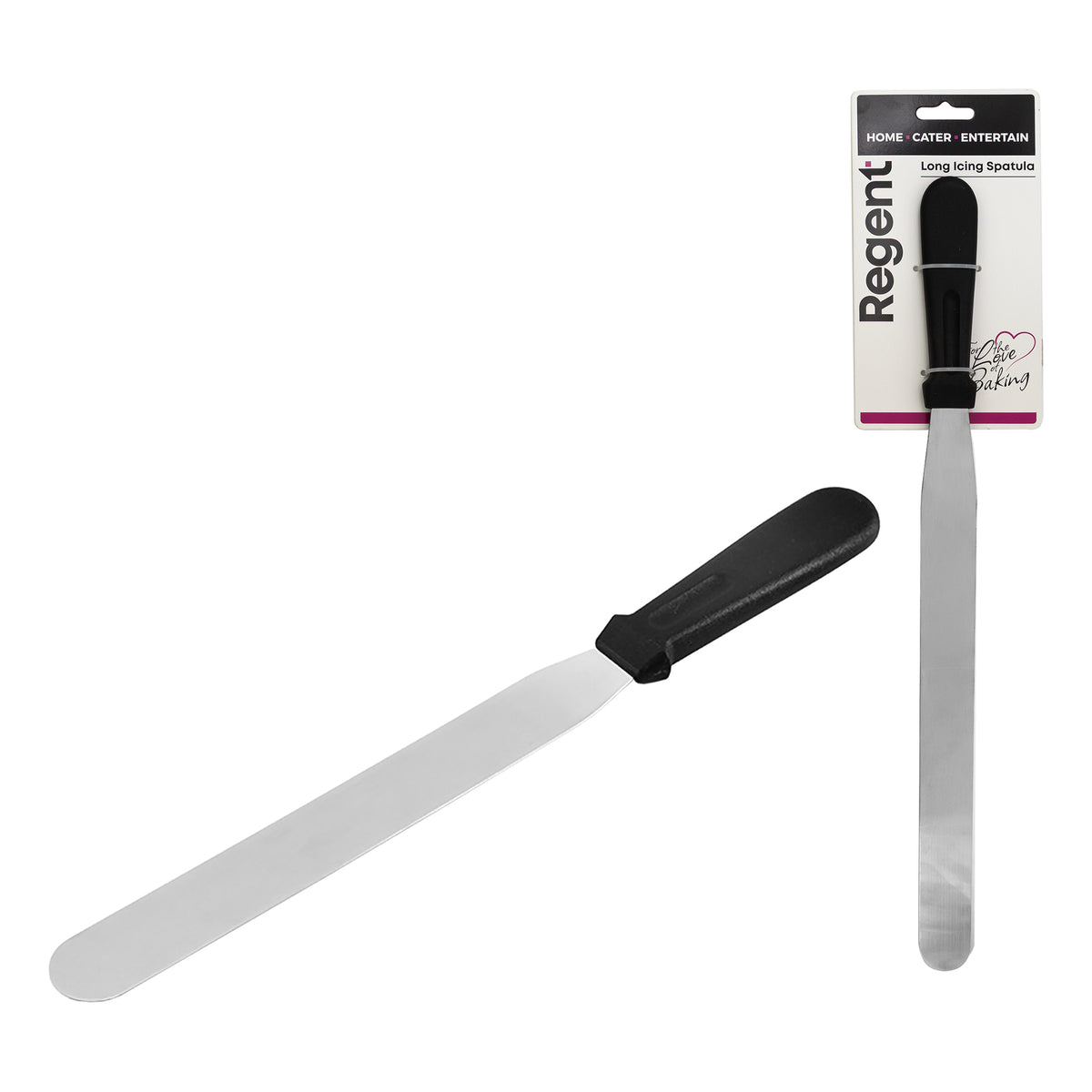 REGENT BAKEWARE ICING SPATULA LONG WITH BLACK PP HANDLE, 420MM