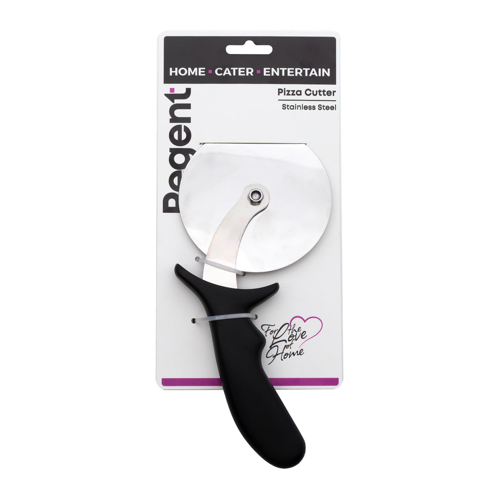 REGENT PIZZA CUTTER WITH PP PLASTIC BLACK HANDLE, 100MM DIA