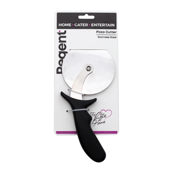 REGENT PIZZA CUTTER WITH PP PLASTIC BLACK HANDLE, 100MM DIA