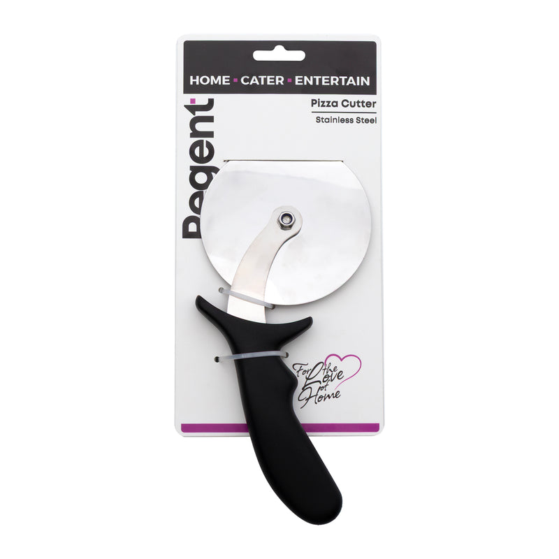 REGENT PIZZA CUTTER WITH PP PLASTIC BLACK HANDLE, 100MM DIA