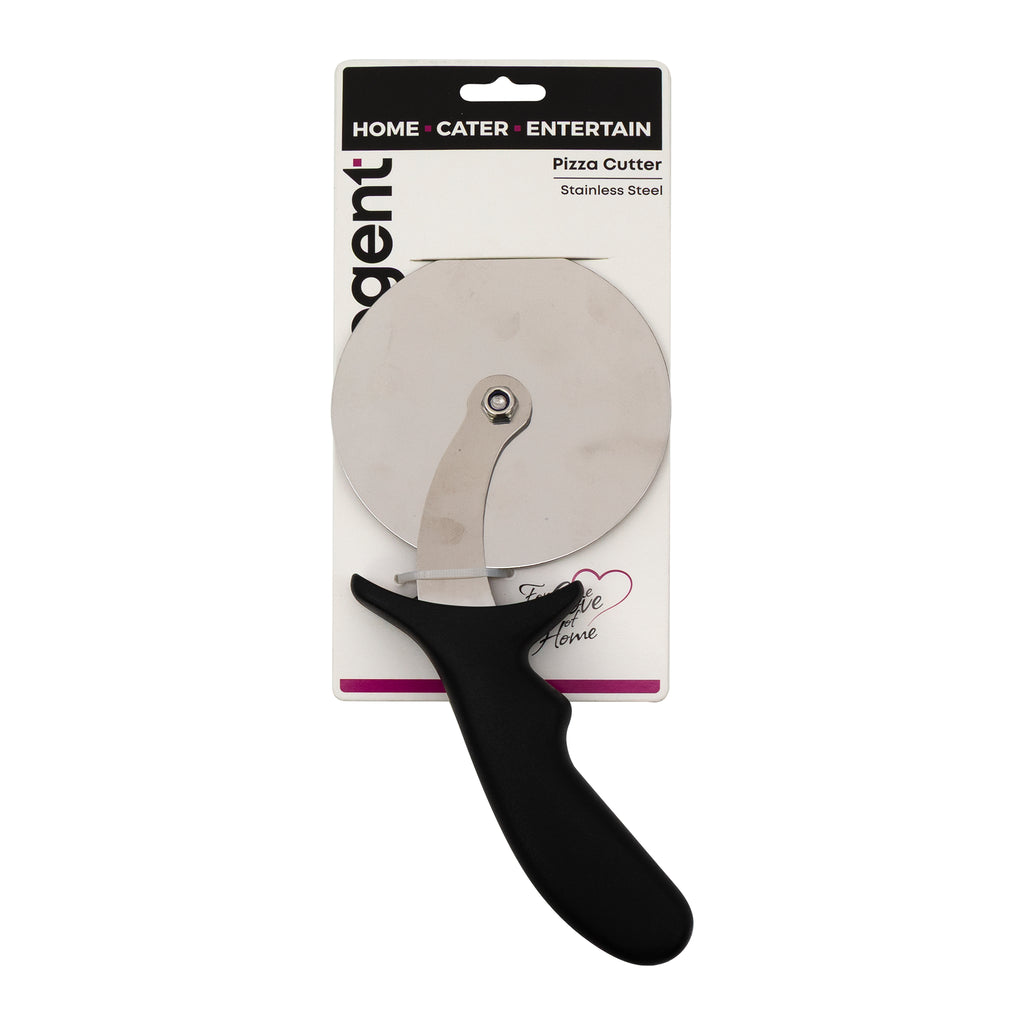 REGENT PIZZA CUTTER WITH PP PLASTIC BLACK HANDLE, 100MM DIA