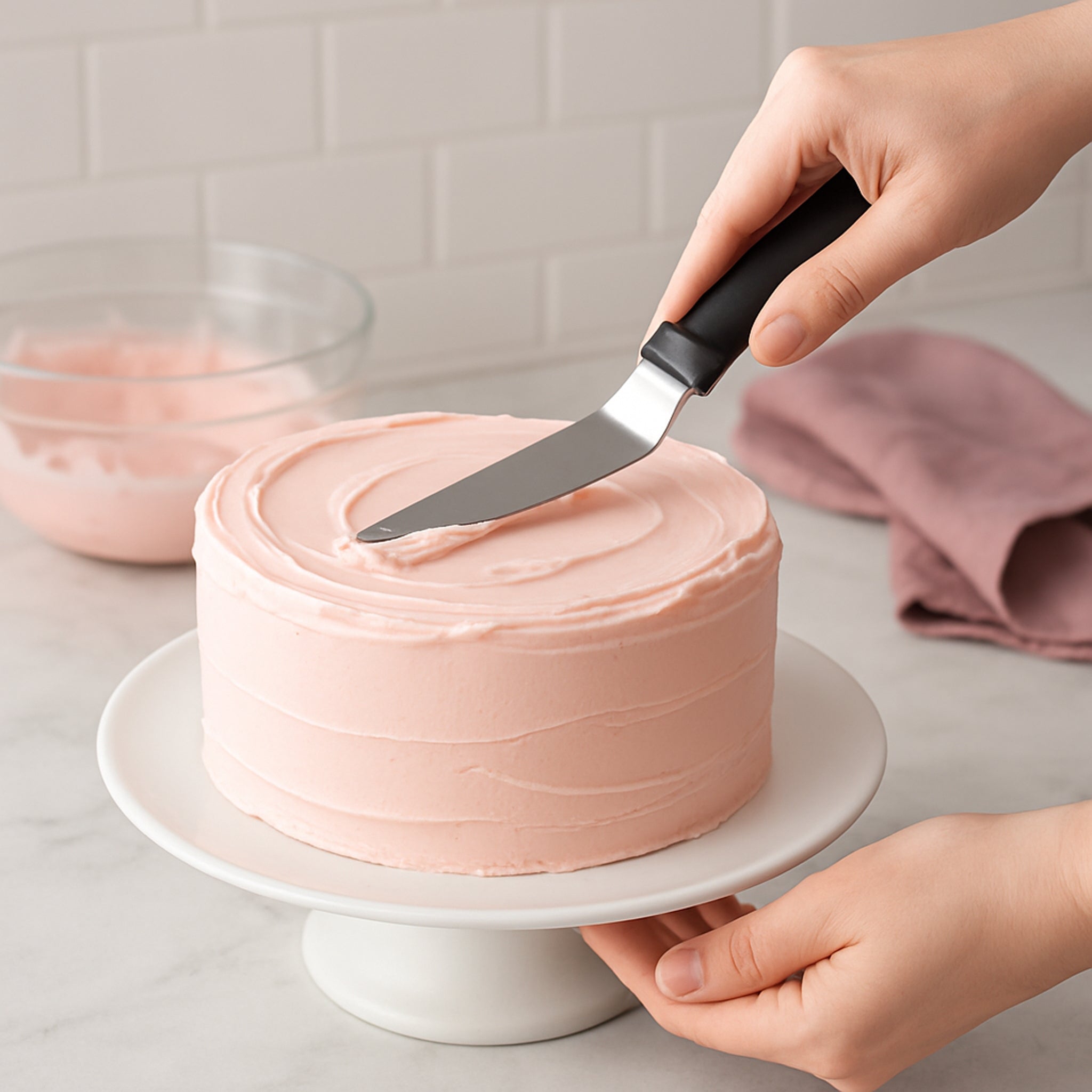 REGENT BAKEWARE ICING SPATULA ANGLED WITH PP PLASTIC BLACK HANDLE, 275MM