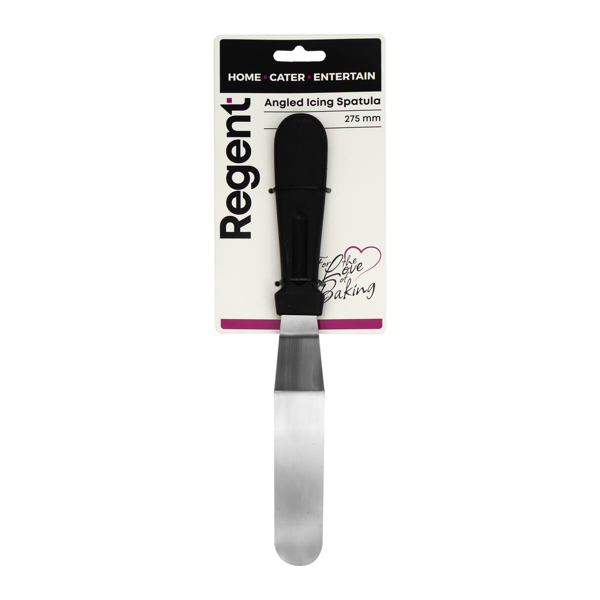 REGENT BAKEWARE ICING SPATULA ANGLED WITH PP PLASTIC BLACK HANDLE, 275MM