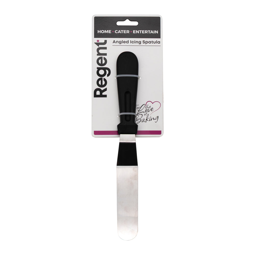 REGENT BAKEWARE ICING SPATULA ANGLED WITH PP PLASTIC BLACK HANDLE, 275X30MM