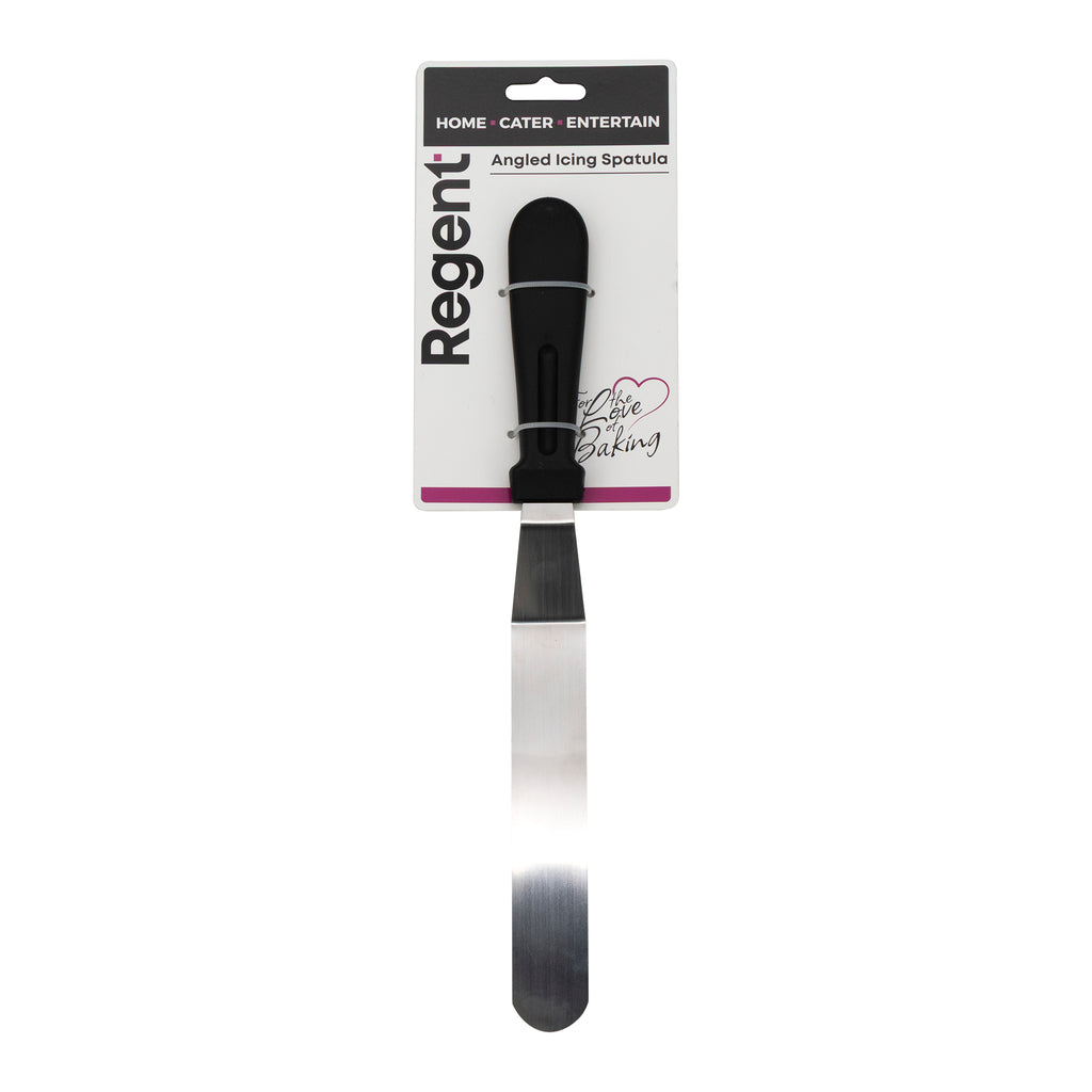 REGENT BAKEWARE ICING SPATULA ANGLED WITH PP PLASTIC BLACK HANDLE, 315MM