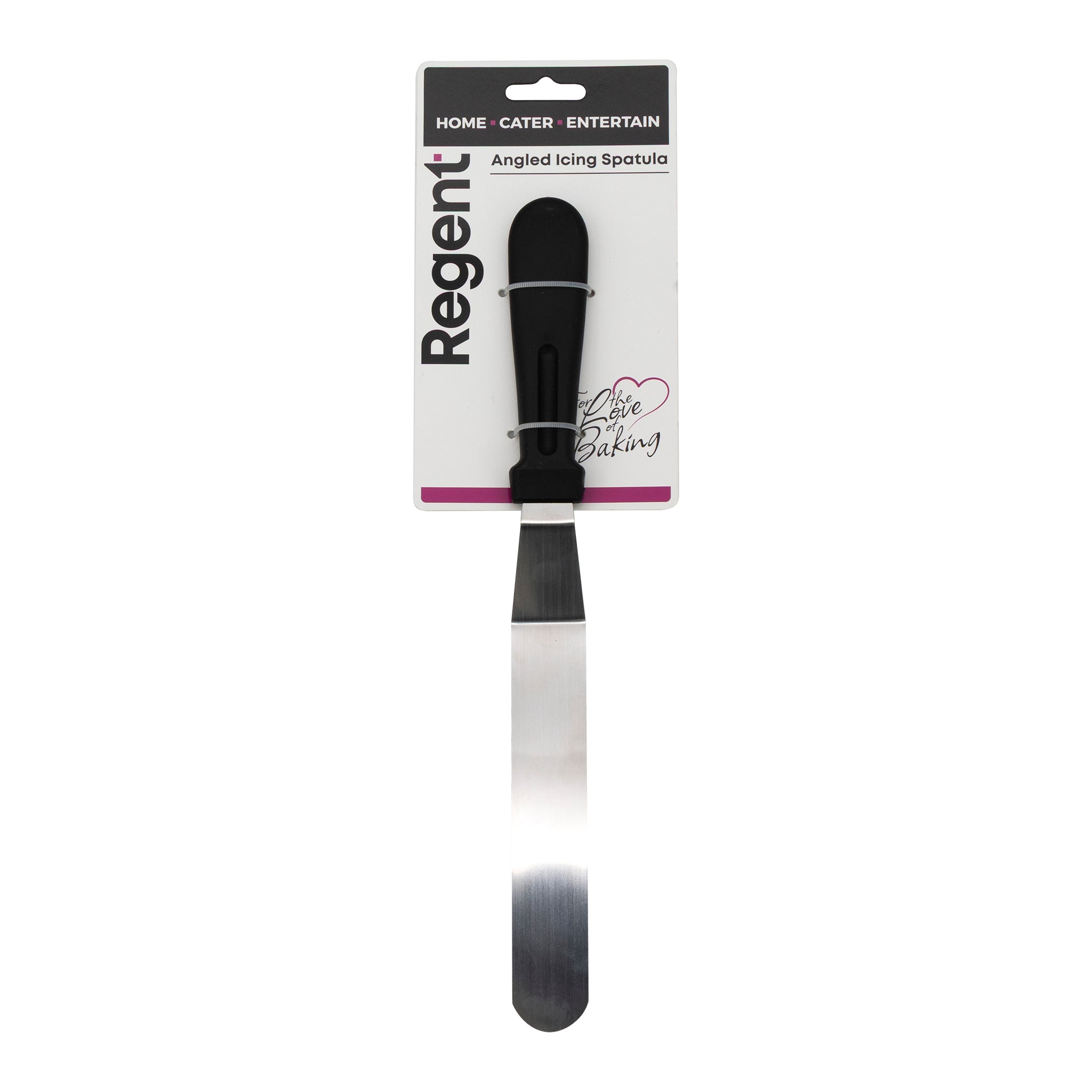 REGENT BAKEWARE ICING SPATULA ANGLED WITH PP PLASTIC BLACK HANDLE, 315MM