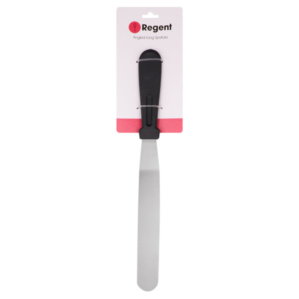 REGENT BAKEWARE ICING SPATULA ANGLED WITH PP PLASTIC BLACK HANDLE, (315X30X15MM)