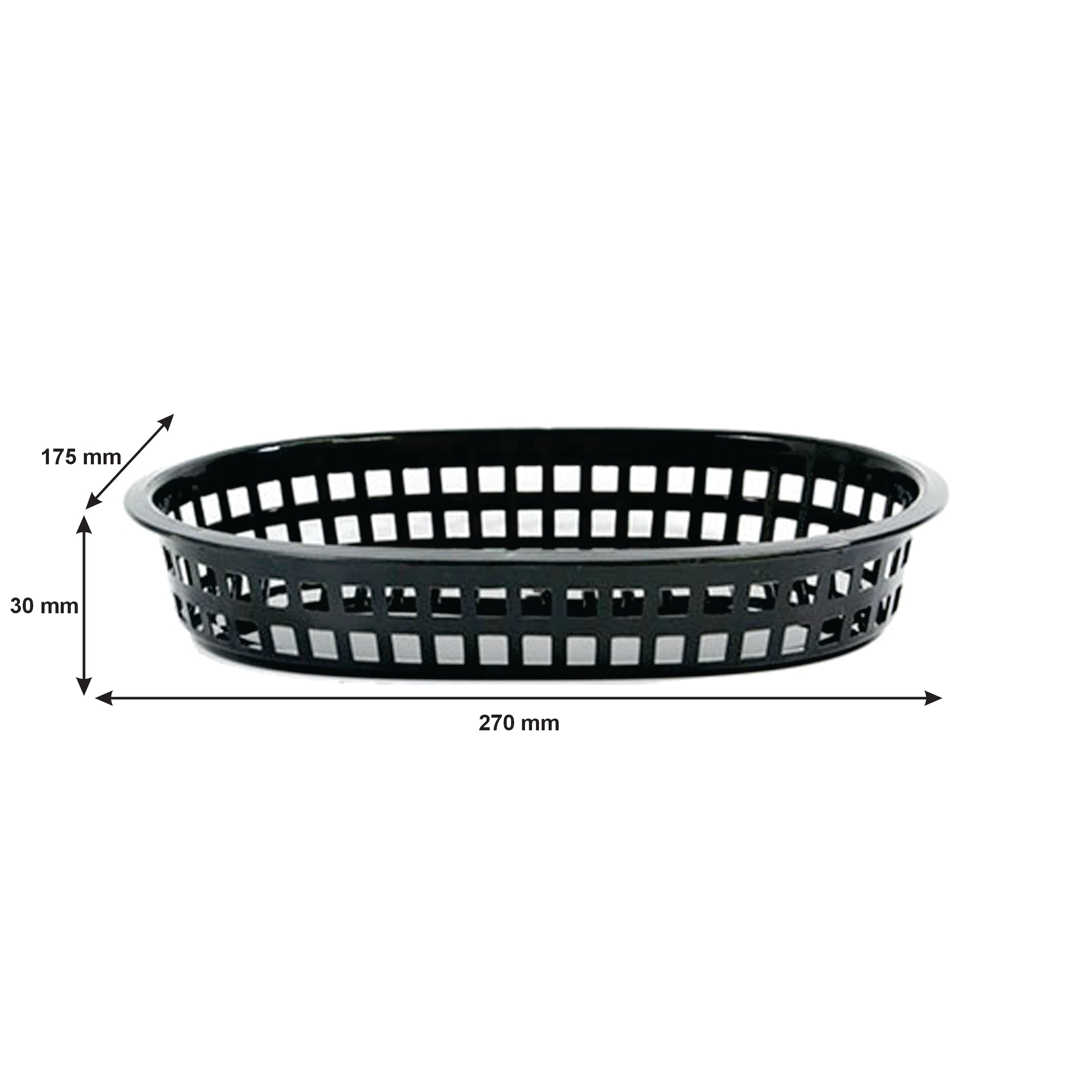 REGENT CATERING PLASTIC SERVING BASKET OVAL BLACK, 270X175MM