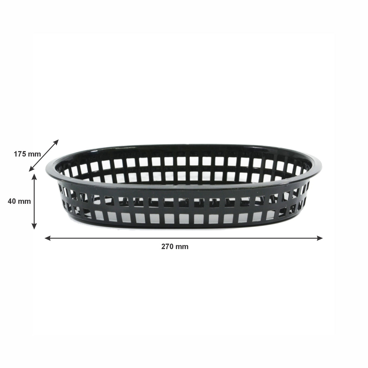 REGENT CATERING PLASTIC SERVING BASKET OVAL BLACK, 270X175MM