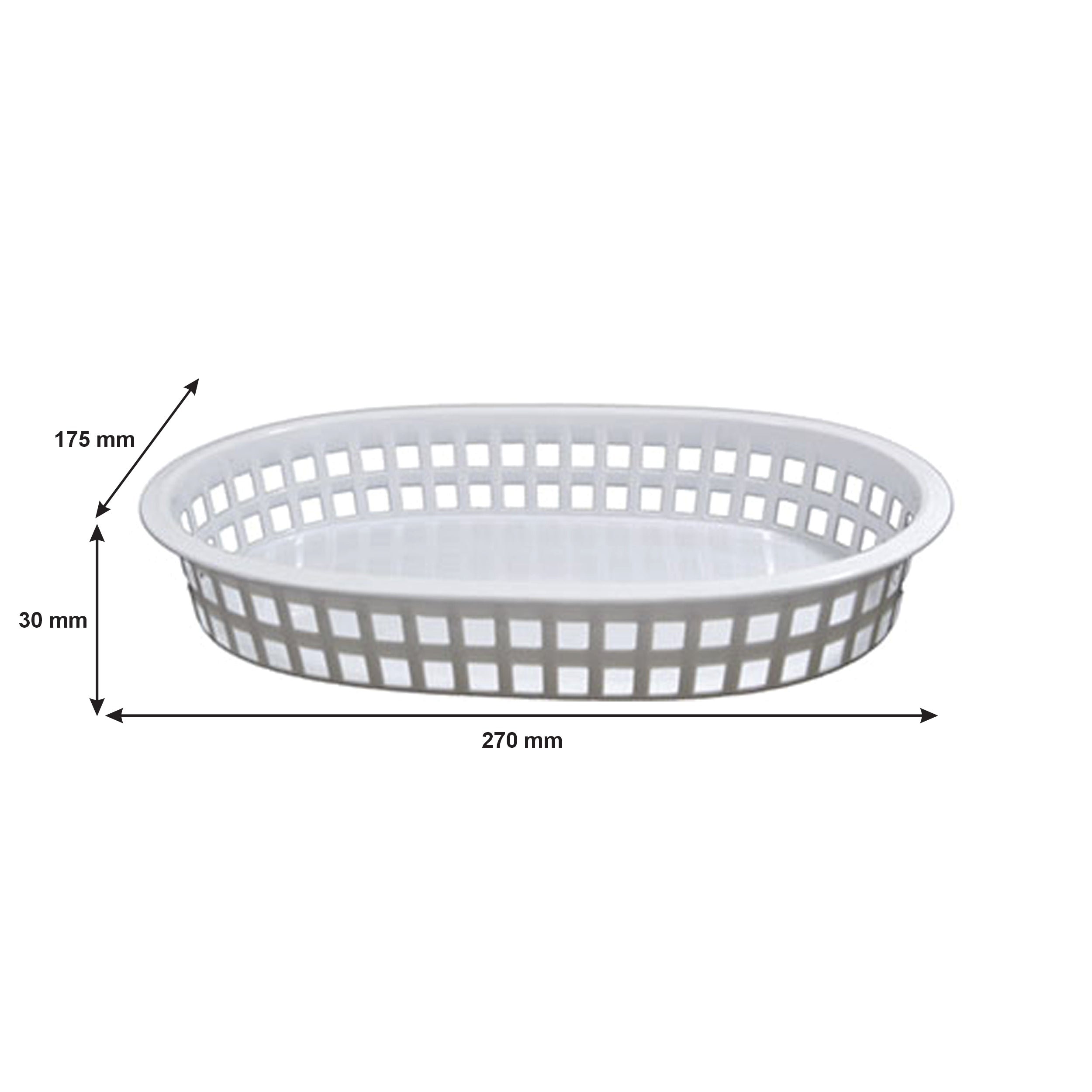 REGENT CATERING PLASTIC SERVING BASKET OVAL WHITE, 270X175MM