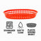 REGENT CATERING PLASTIC SERVING BASKET OVAL RED, 270X175MM