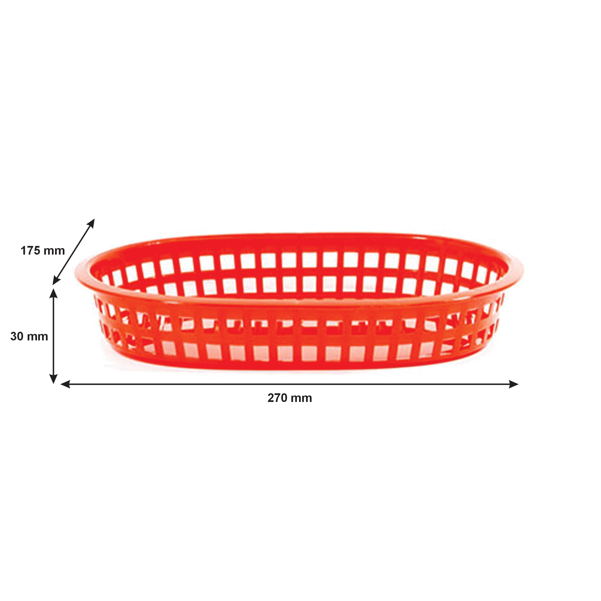 REGENT CATERING PLASTIC SERVING BASKET OVAL RED, 270X175MM