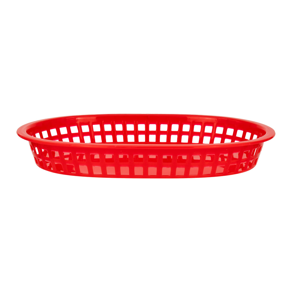 REGENT CATERING PLASTIC SERVING BASKET OVAL RED, 270X175MM