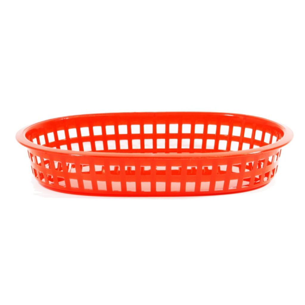 REGENT CATERING PLASTIC SERVING BASKET OVAL RED, 270X175MM