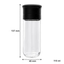 REGENT GLASS BOTTLE WITH CERAMIC GRINDER AND BLACK LID 2PK, 120ML