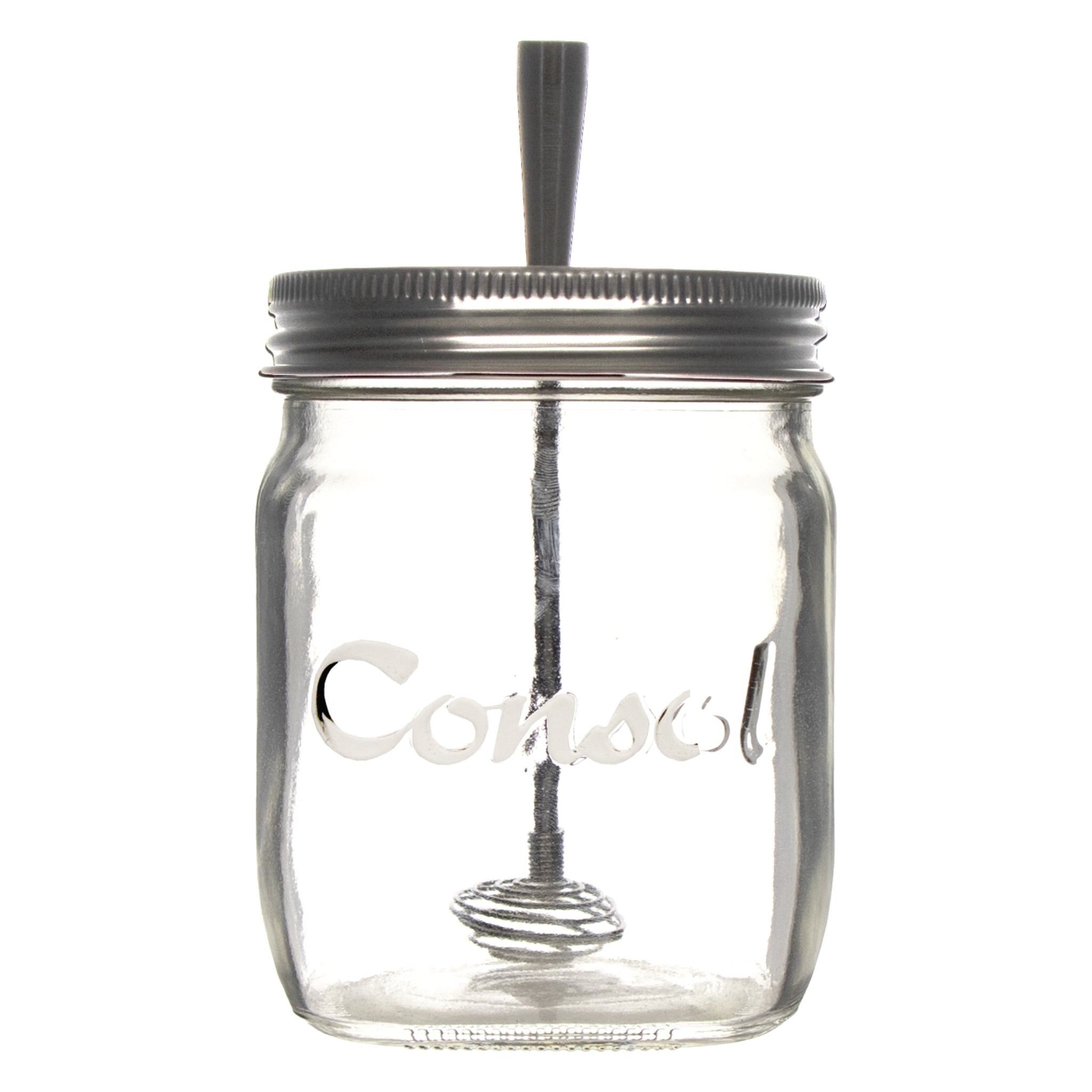 REGENT GLASS JAR WITH STAINLESS STEEL HONEY DRIZZLER 2PCS SET, 500ML