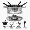 REGENT COOKWARE FONDUE SET WITH BURNER & 6 FORKS STAINLESS STEEL