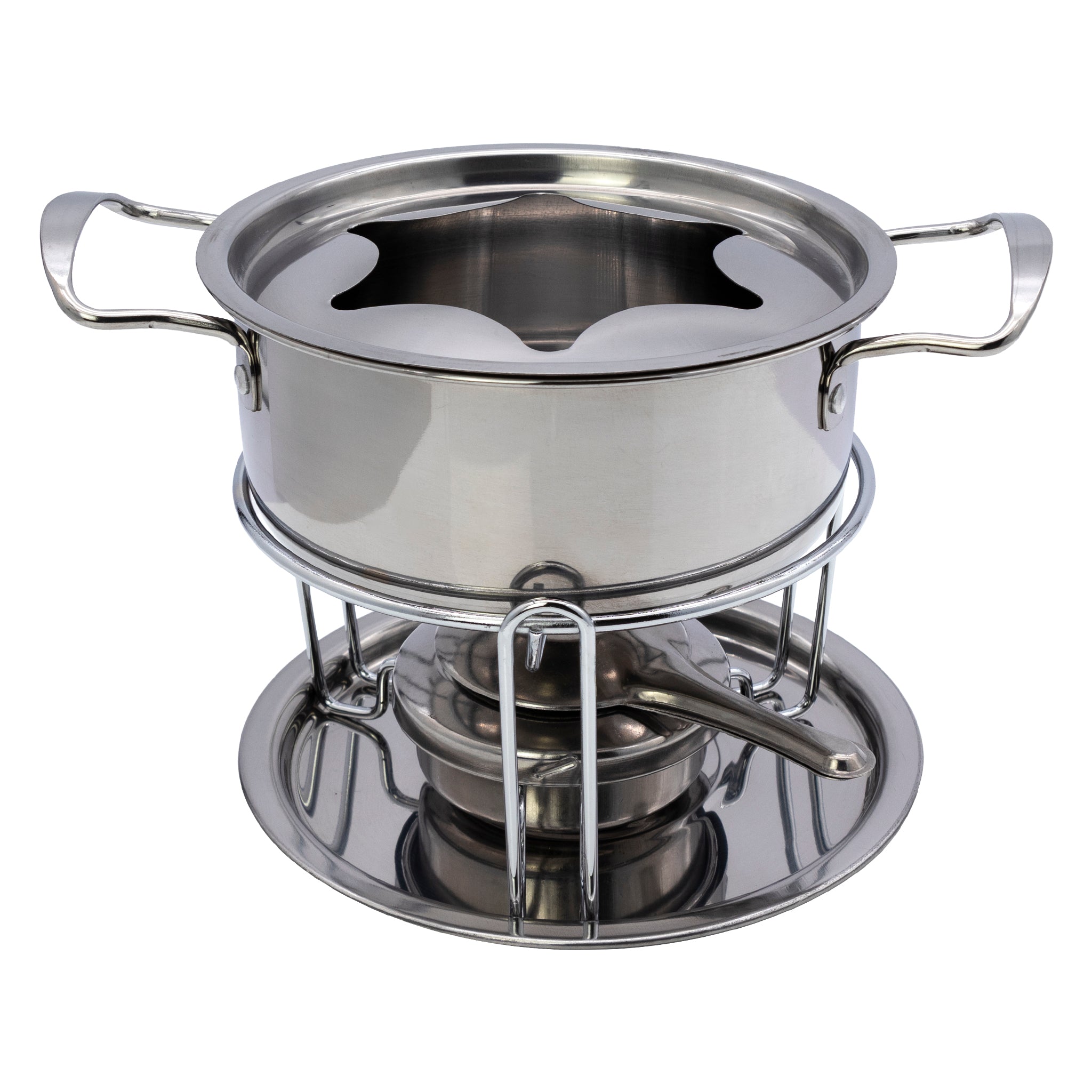 REGENT COOKWARE FONDUE SET WITH BURNER & 6 FORKS STAINLESS STEEL
