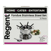 REGENT COOKWARE FONDUE SET WITH BURNER & 6 FORKS STAINLESS STEEL