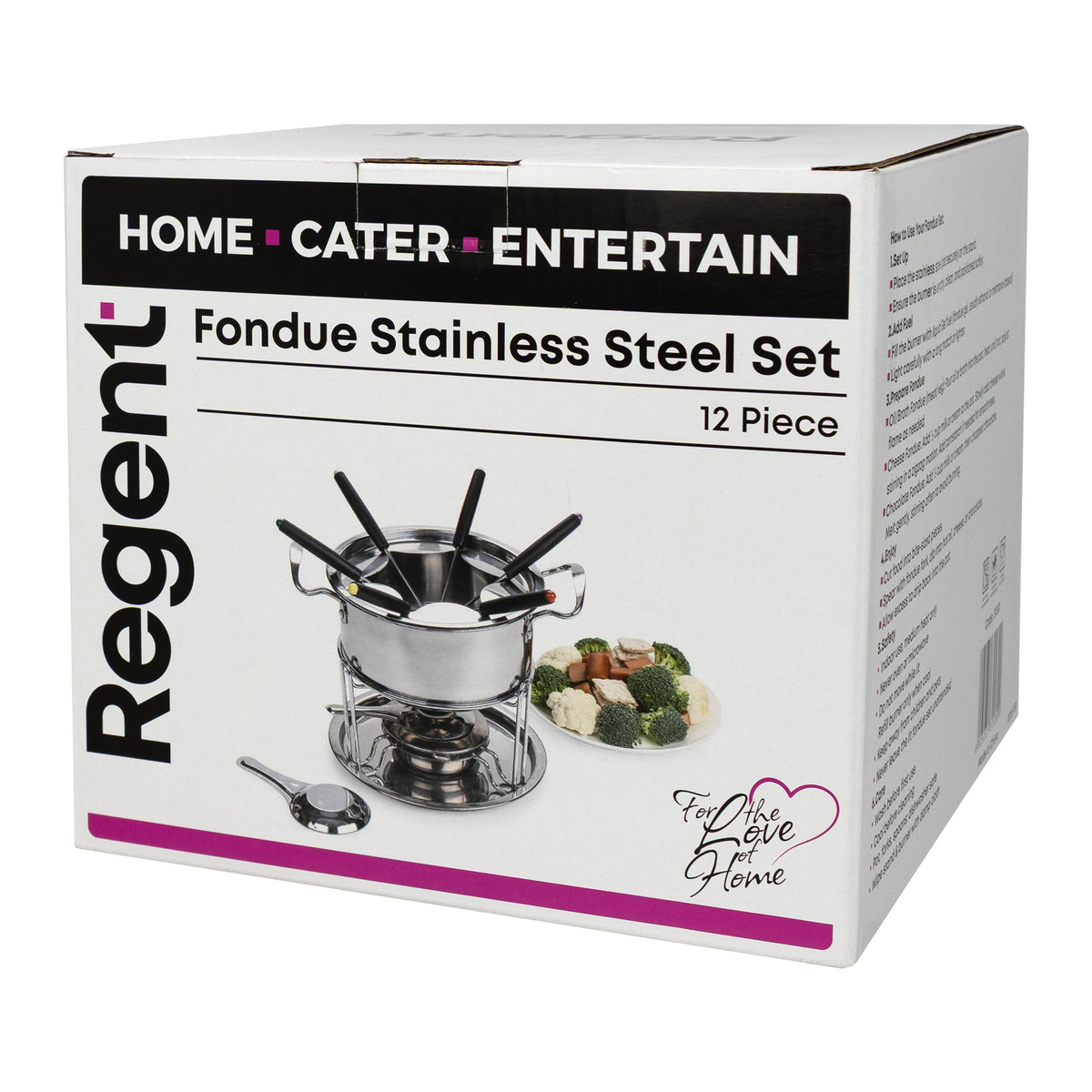 REGENT COOKWARE FONDUE SET WITH BURNER & 6 FORKS STAINLESS STEEL