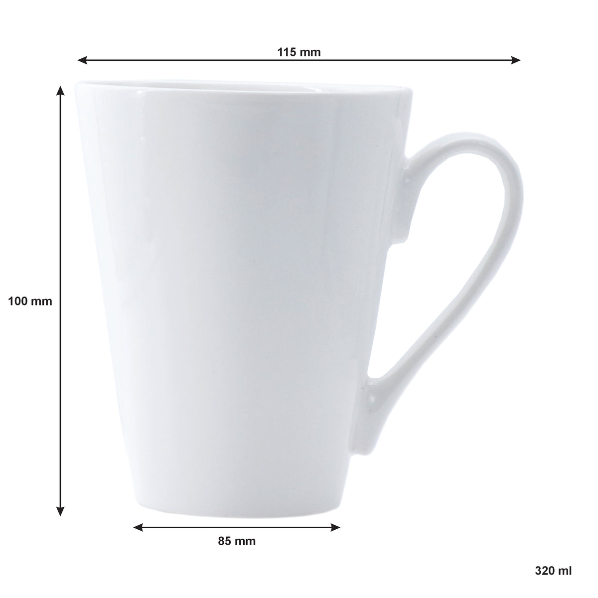 REGENT V-SHAPE NBC WHITE COFFEE MUG, 320ML