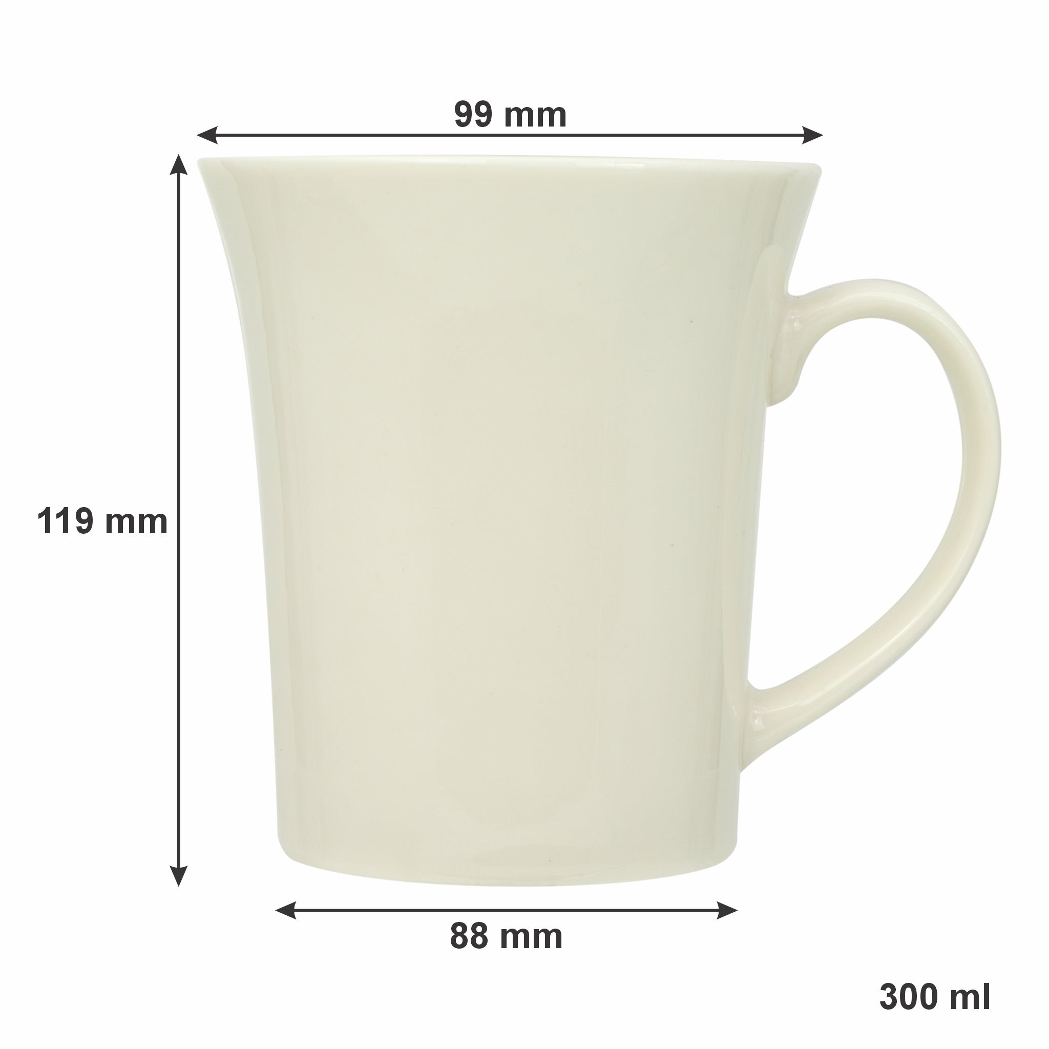 REGENT TRUMPET SHAPE NBC WHITE COFFEE MUG, 300ML