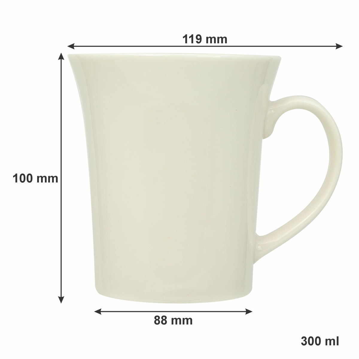 REGENT TRUMPET SHAPE NBC WHITE COFFEE MUG, 300ML