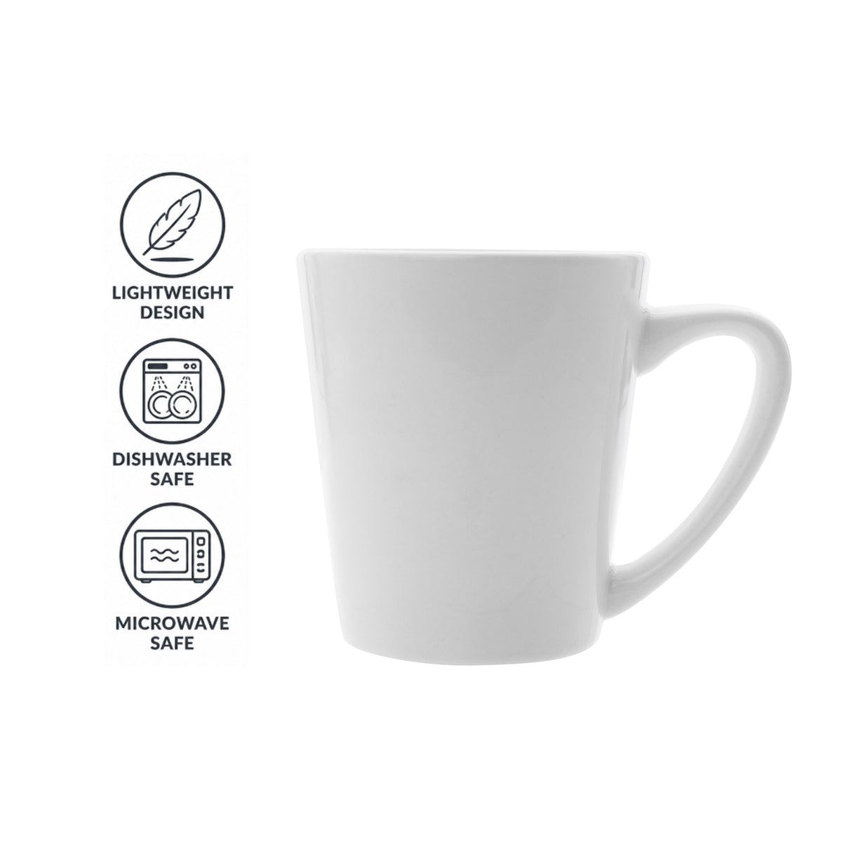 REGENT V-SHAPE WHITE COFFEE MUG, 380ML