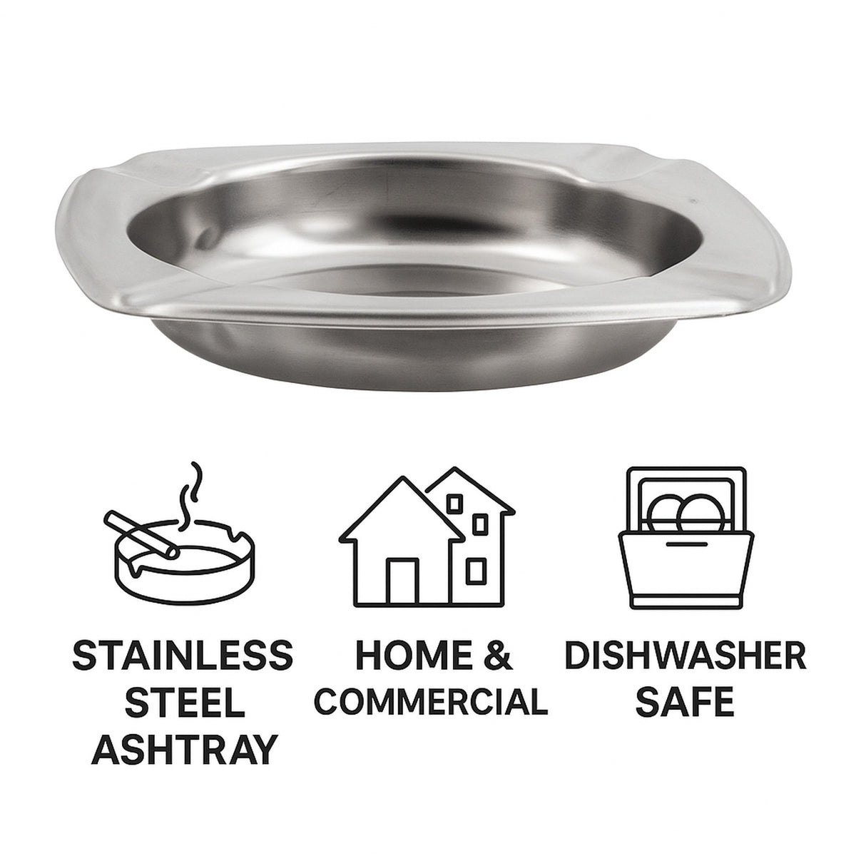 REGENT ASHTRAY SQUARE STAINLESS STEEL, 110MM
