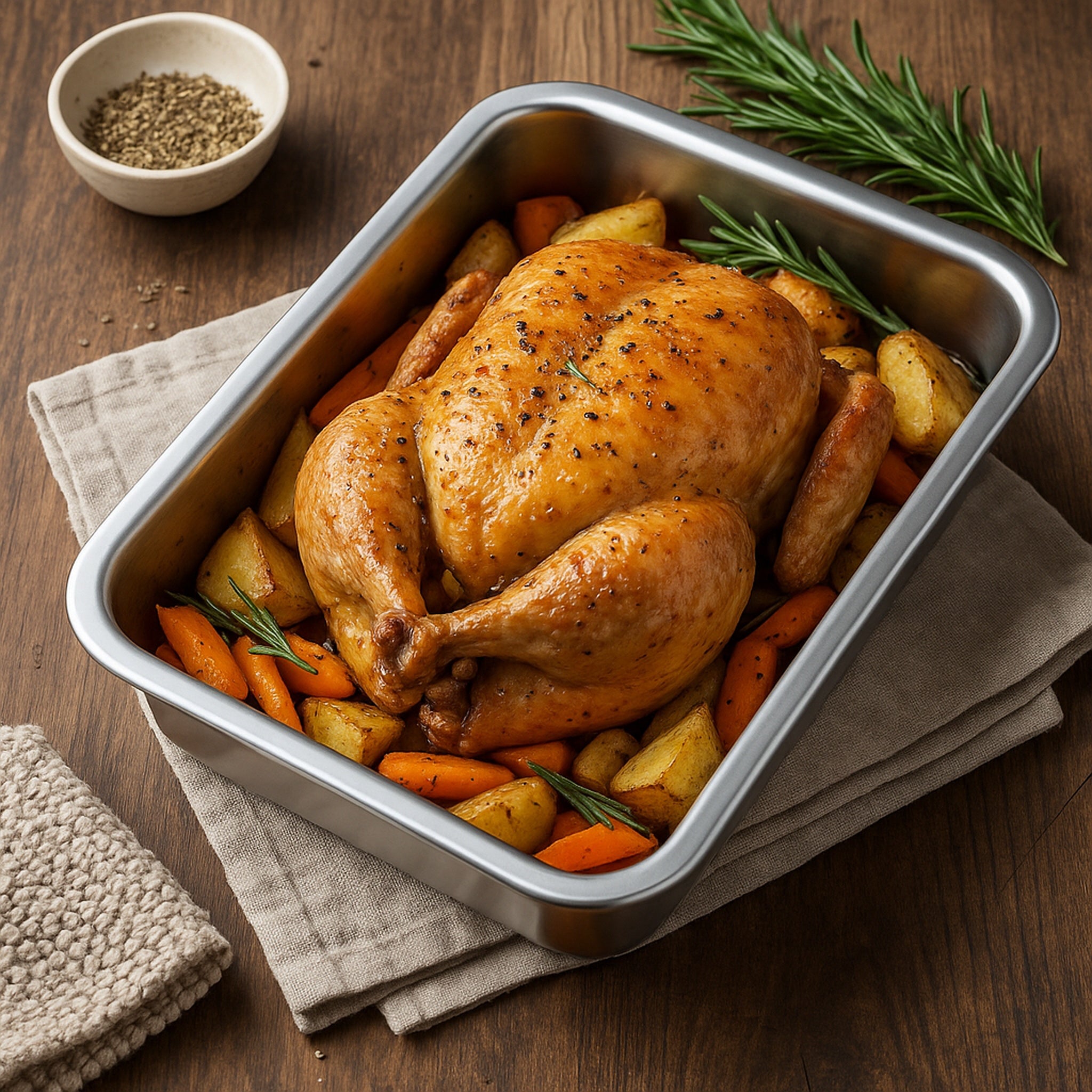 REGENT RECTANGULAR ROASTING DISH STAINLESS STEEL, 266X196X45MM