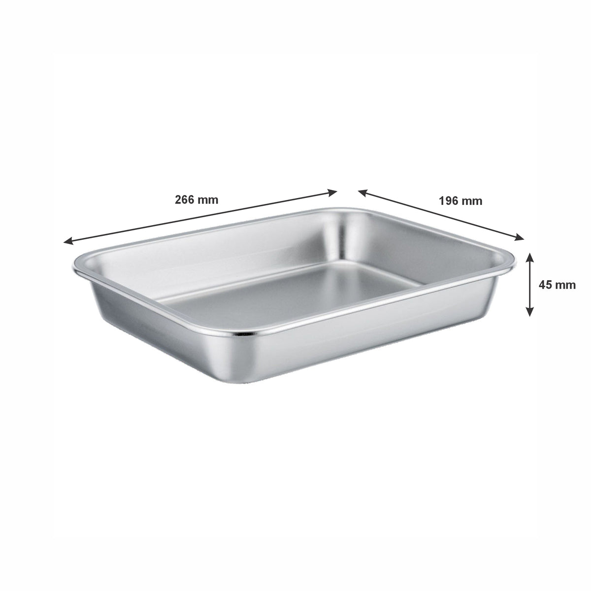 REGENT RECTANGULAR ROASTING DISH STAINLESS STEEL, 266X196X45MM