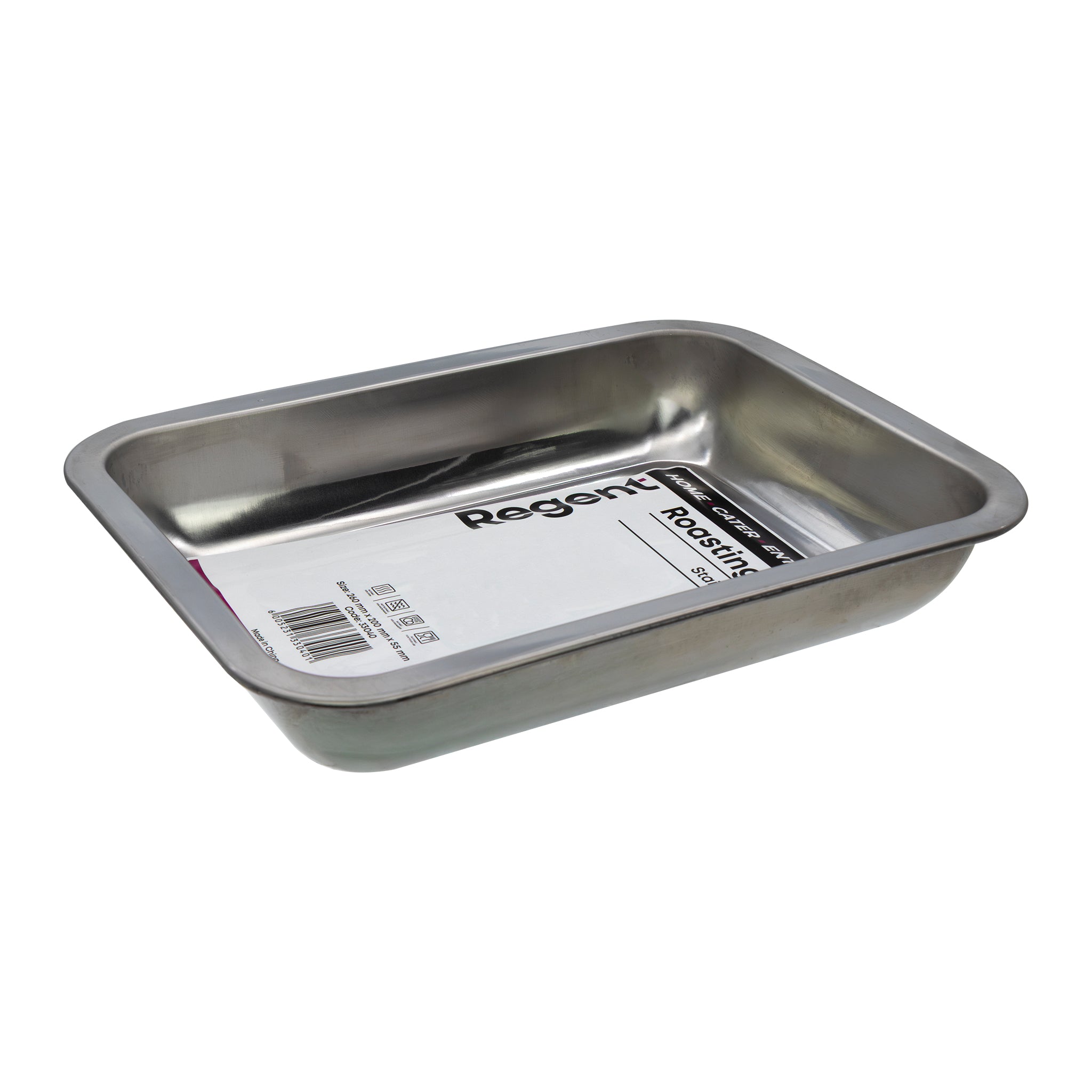 REGENT RECTANGULAR ROASTING DISH STAINLESS STEEL, 266X196X45MM