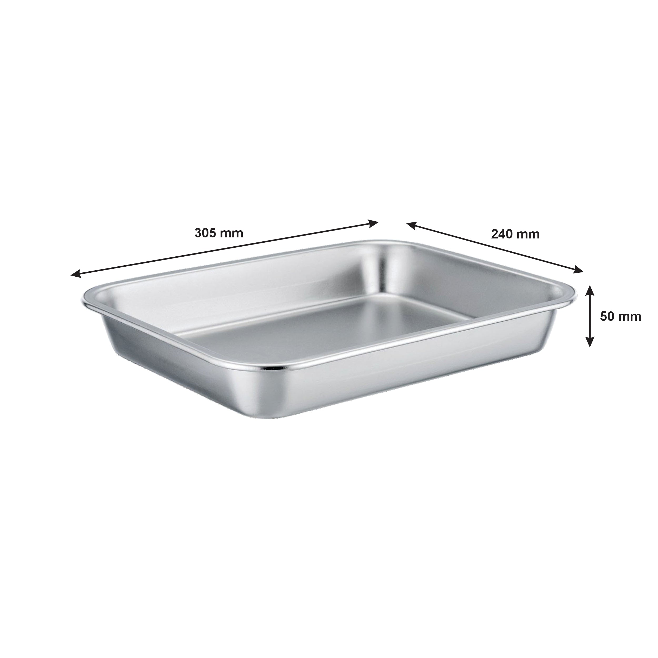 REGENT RECTANGULAR ROASTING DISH STAINLESS STEEL, 266X196X45MM