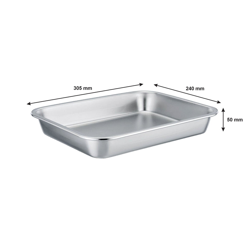 REGENT RECTANGULAR ROASTING/BAKING DISH STAINLESS STEEL, (305X240X55MM)