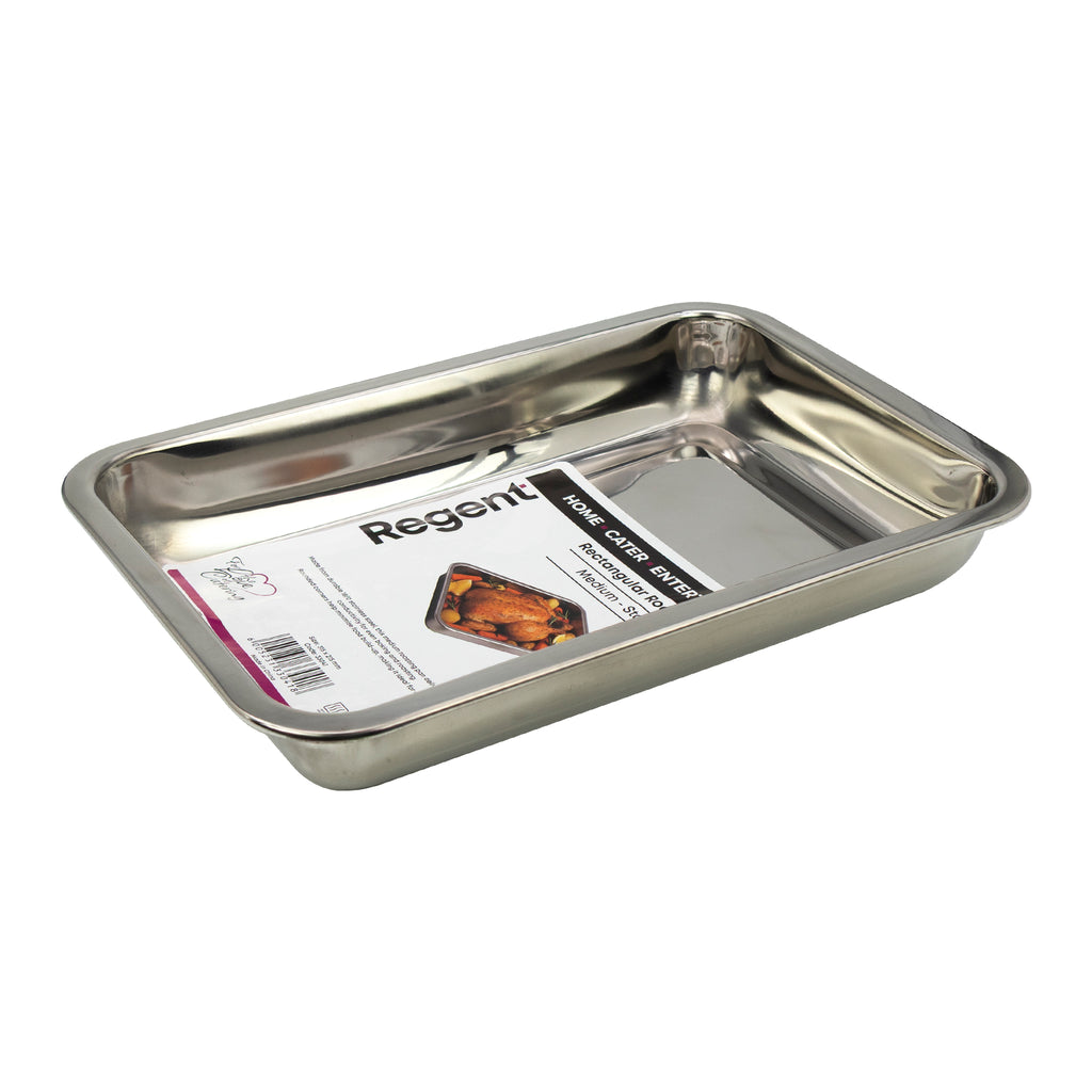 REGENT RECTANGULAR ROASTING DISH STAINLESS STEEL, 315X215X45MM