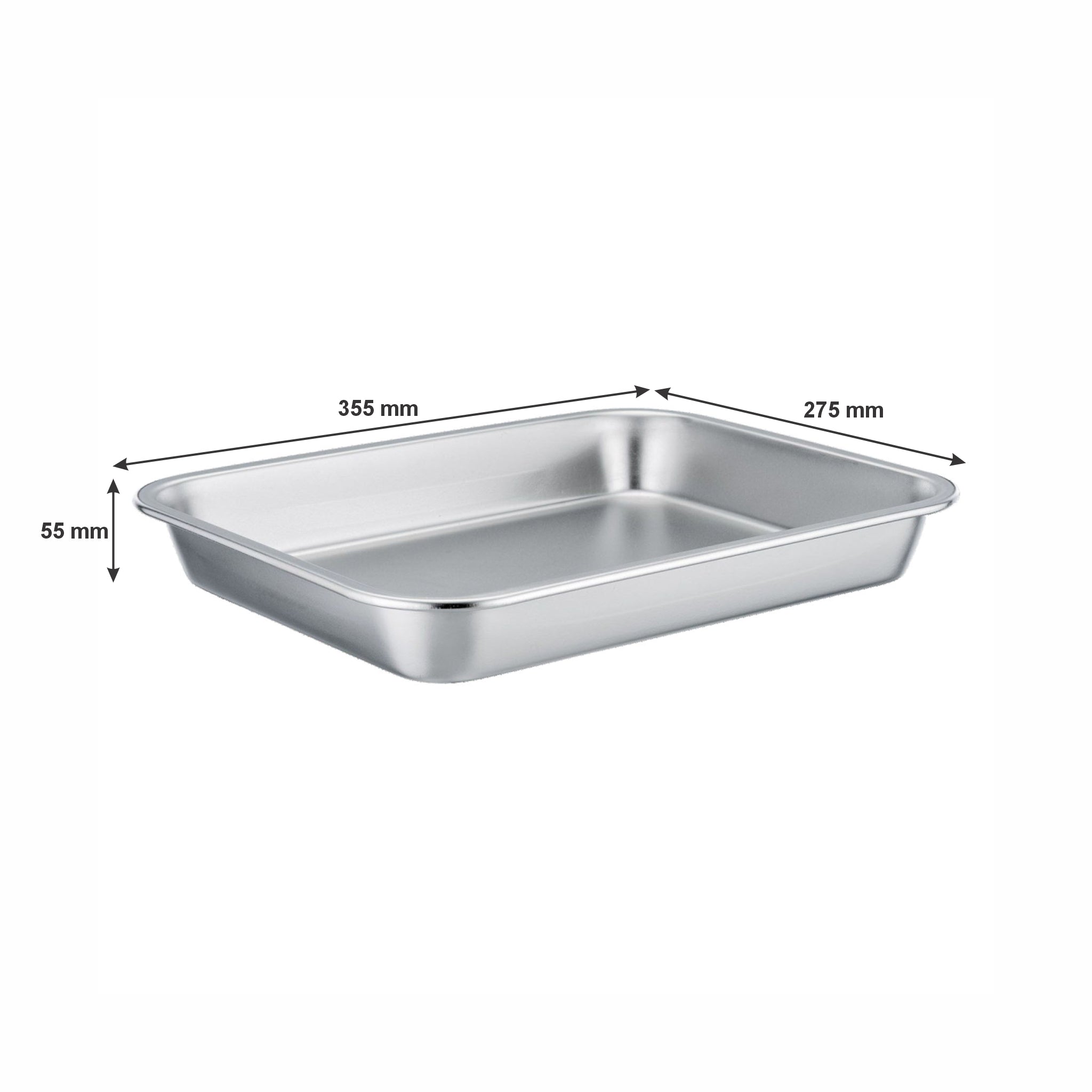 REGENT RECTANGULAR ROASTING DISH STAINLESS STEEL, 355X265X45MM