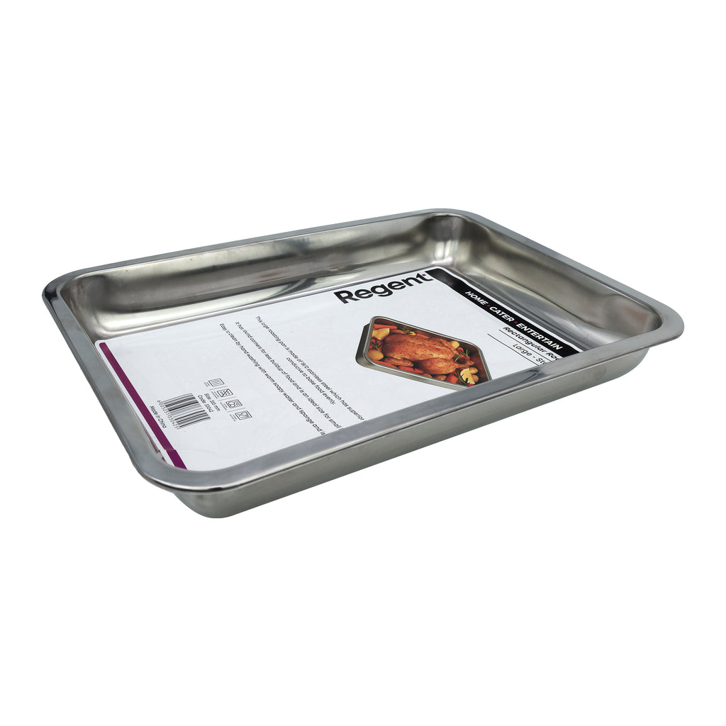 REGENT RECTANGULAR ROASTING DISH STAINLESS STEEL, 355X265X45MM