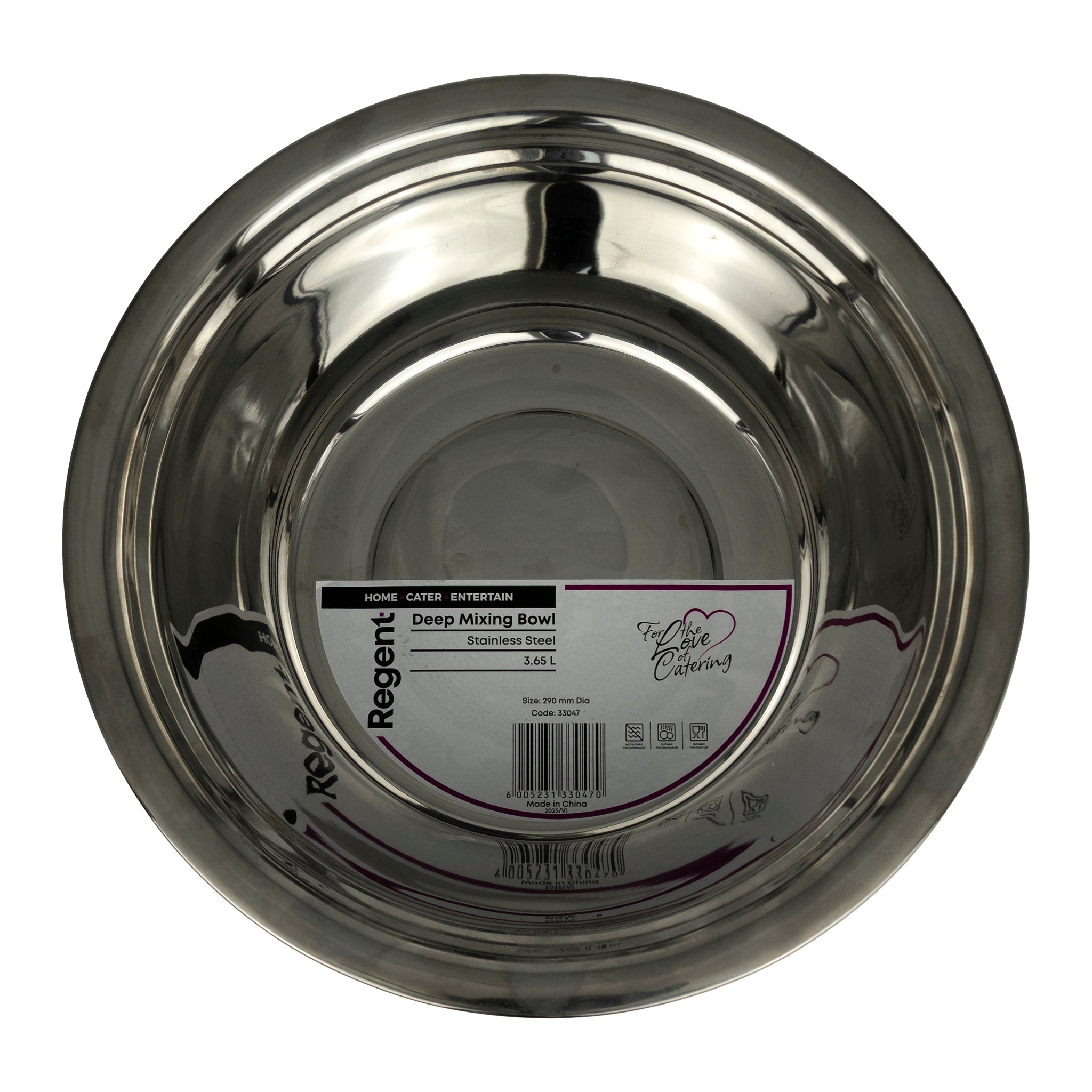 REGENT DEEP MIXING BOWL STAINLESS STEEL, 3.65L