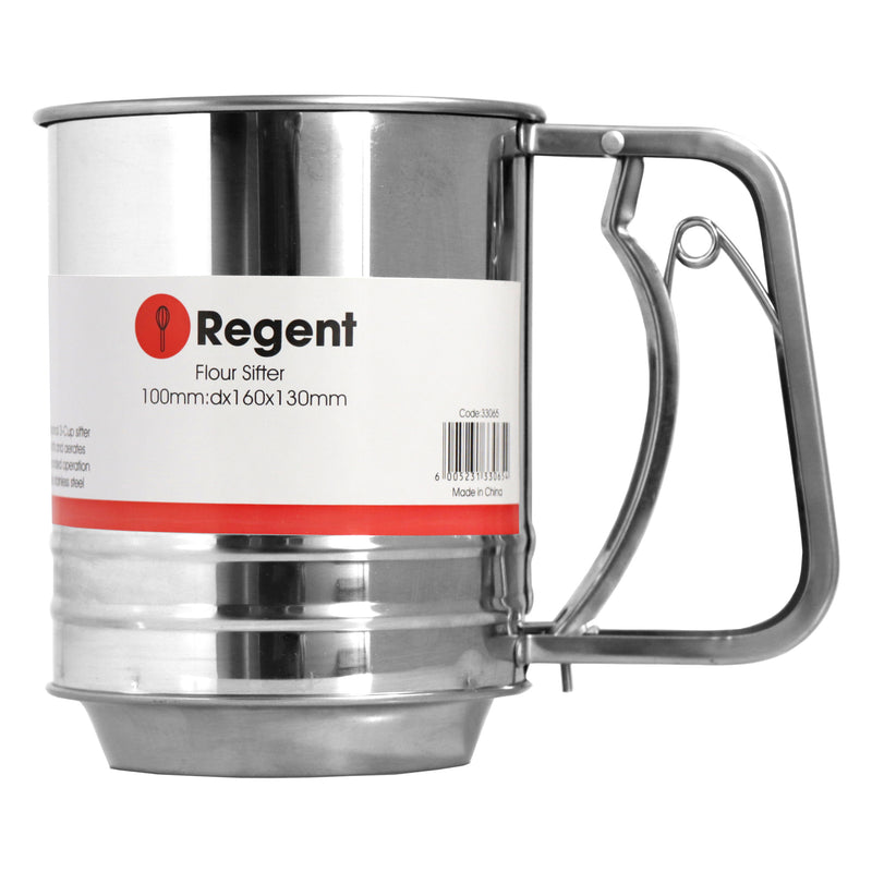 REGENT BAKEWARE FLOUR SIFTER STAINLESS STEEL, (160/100MM DIAX130MM)