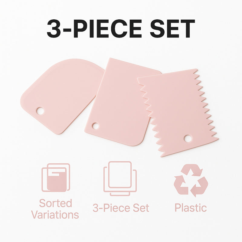 REGENT BAKEWARE CAKE ICING DECORATING SCRAPERS 3PCS SET, 113/105MM