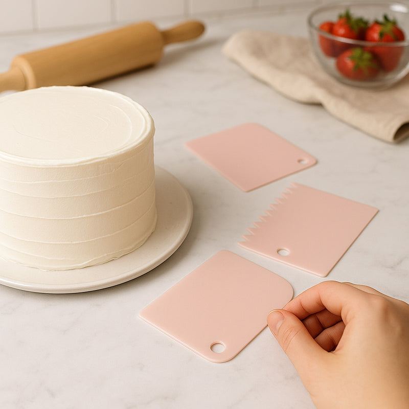 REGENT BAKEWARE CAKE ICING DECORATING SCRAPERS 3PCS SET, 113/105MM
