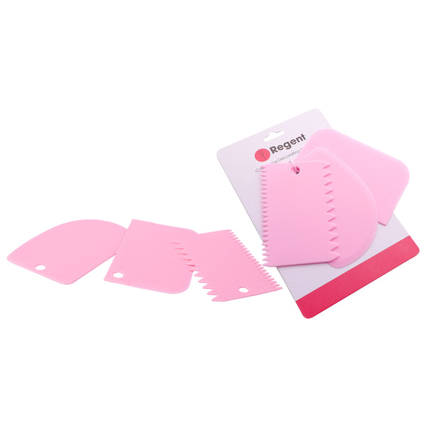 REGENT BAKEWARE CAKE ICING DECORATING SCRAPERS 3PCS SET, (113/105MM)