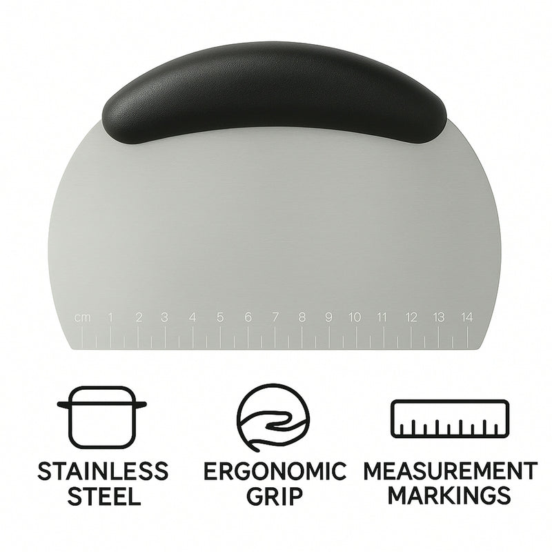 REGENT BAKEWARE DOUGH SCRAPER WITH MEASURE EQUIVALENTS STAINLESS STEEL,