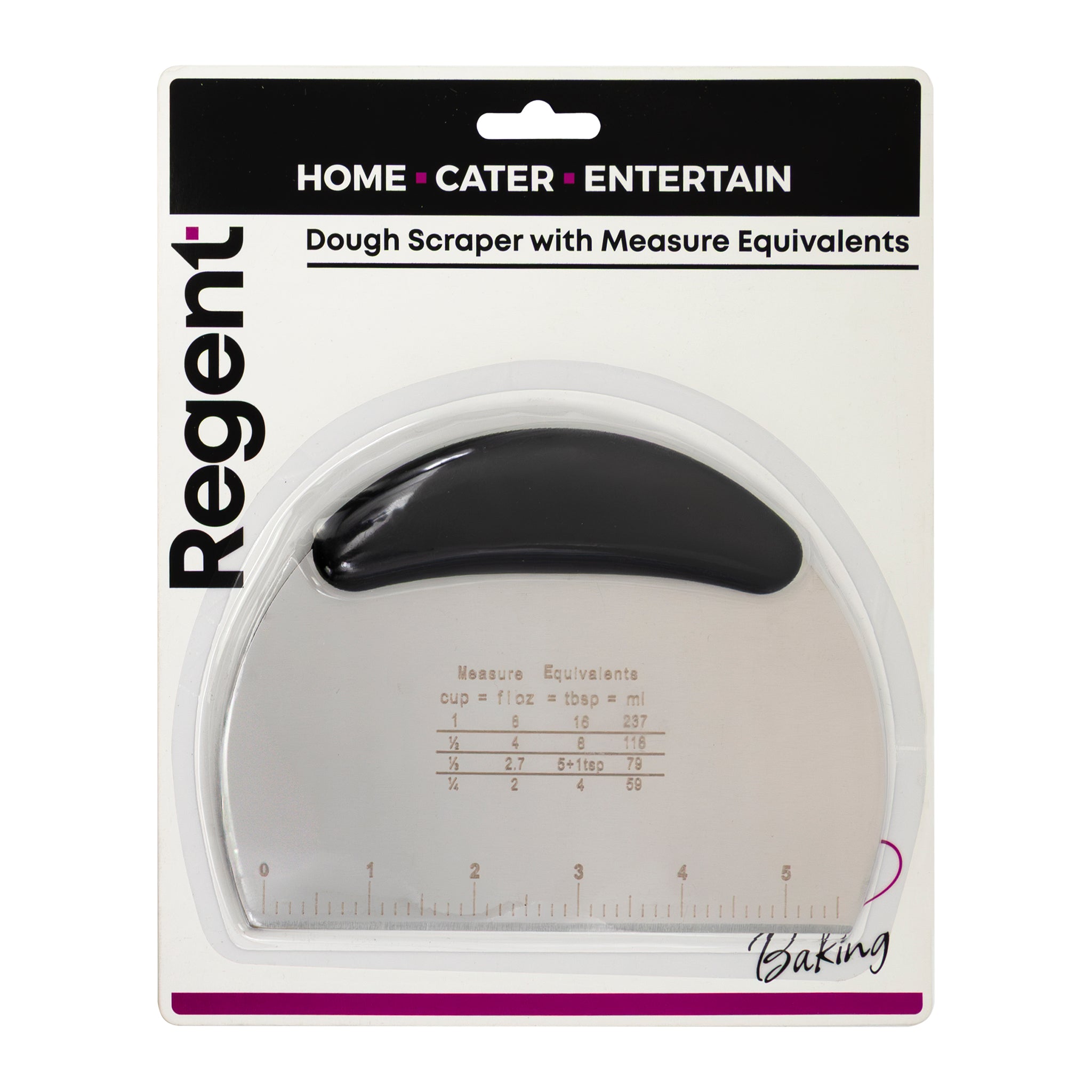 REGENT BAKEWARE DOUGH SCRAPER WITH MEASURE EQUIVALENTS STAINLESS STEEL