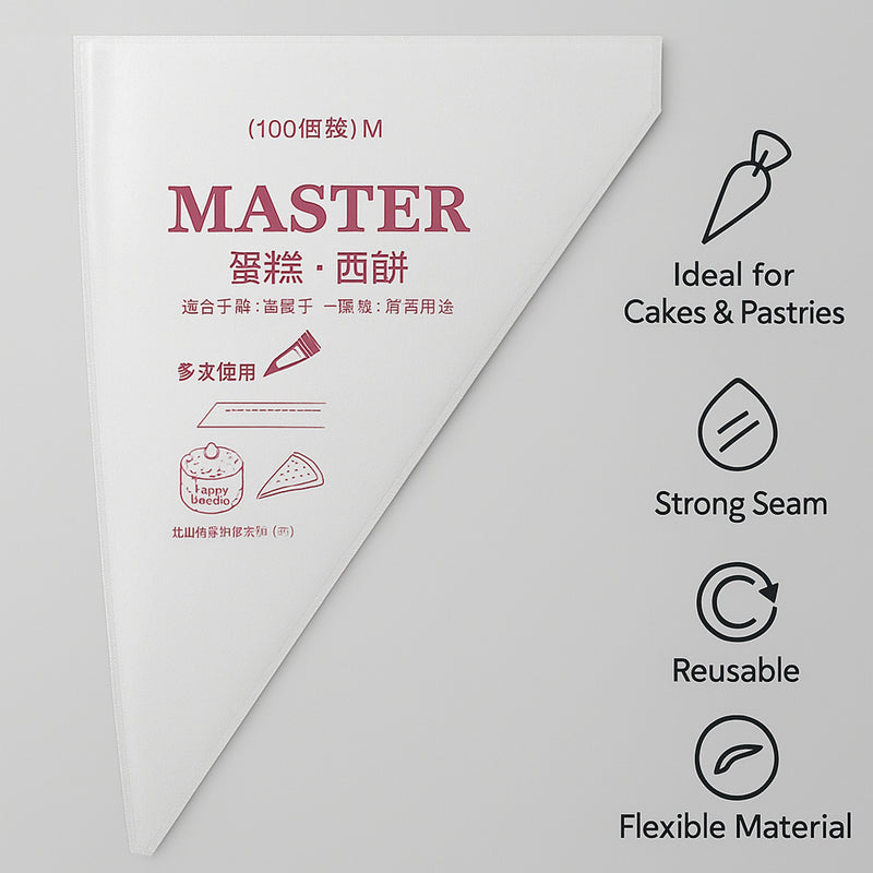REGENT BAKEWARE MASTER DISPOSABLE PIPING BAGS 100 PCS, (300X210MM)