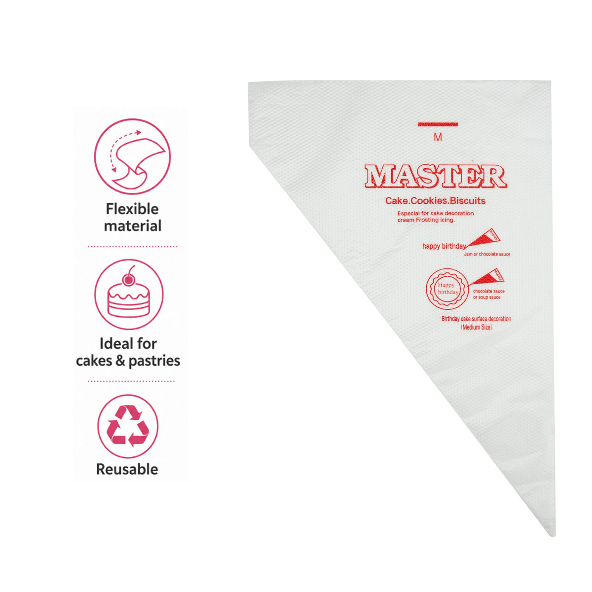 REGENT BAKEWARE MASTER DISPOSABLE PIPING BAGS 100PK, 300X200MM