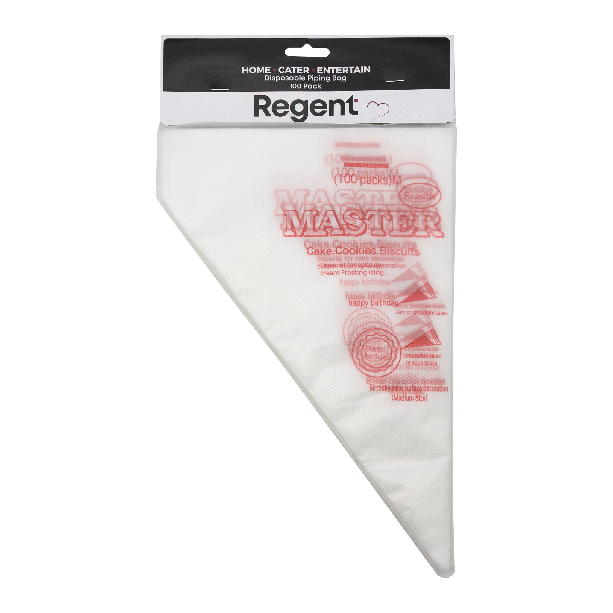 REGENT BAKEWARE MASTER DISPOSABLE PIPING BAGS 100PK, 300X200MM