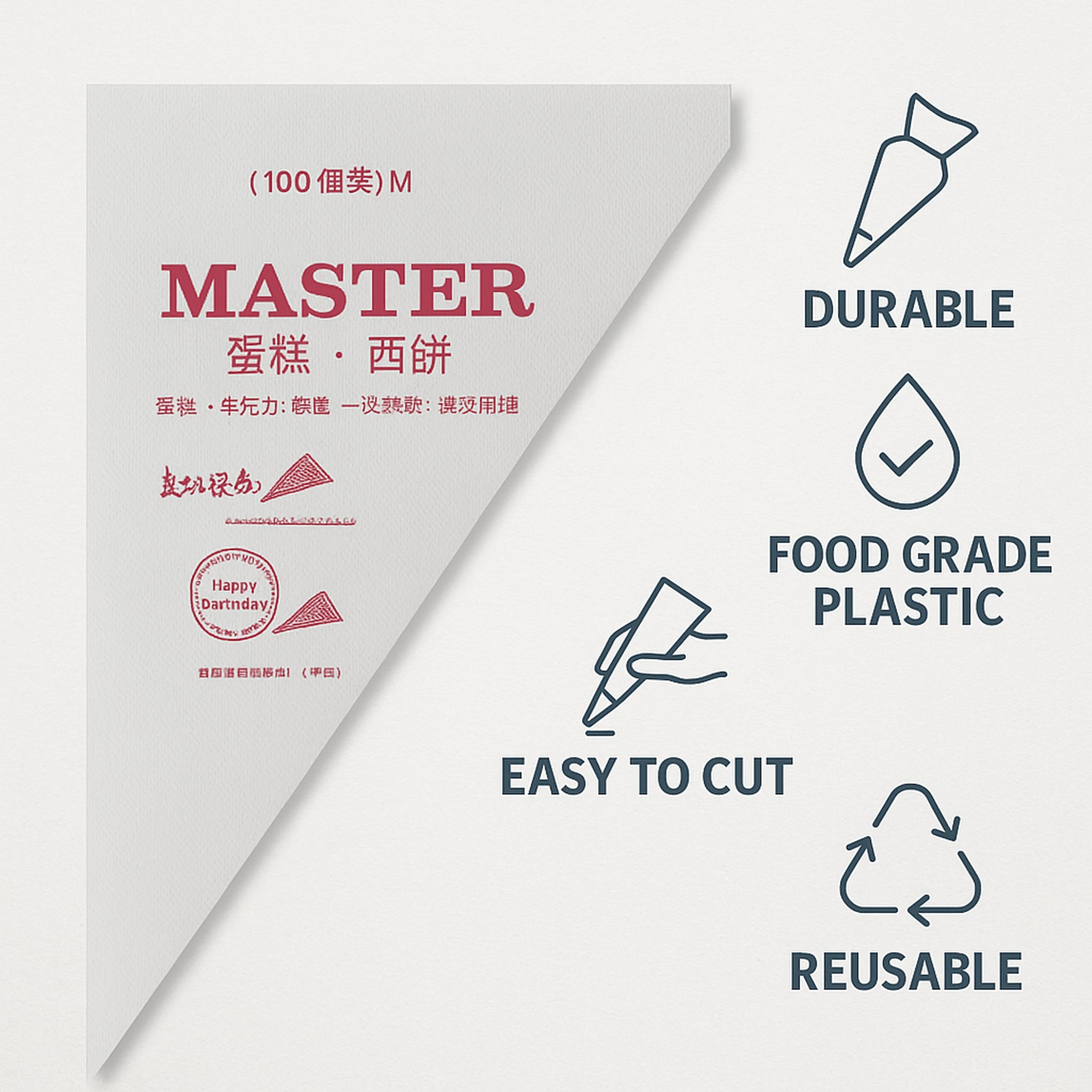 REGENT BAKEWARE MASTER DISPOSABLE PIPING BAGS 100PK, 350X250MM