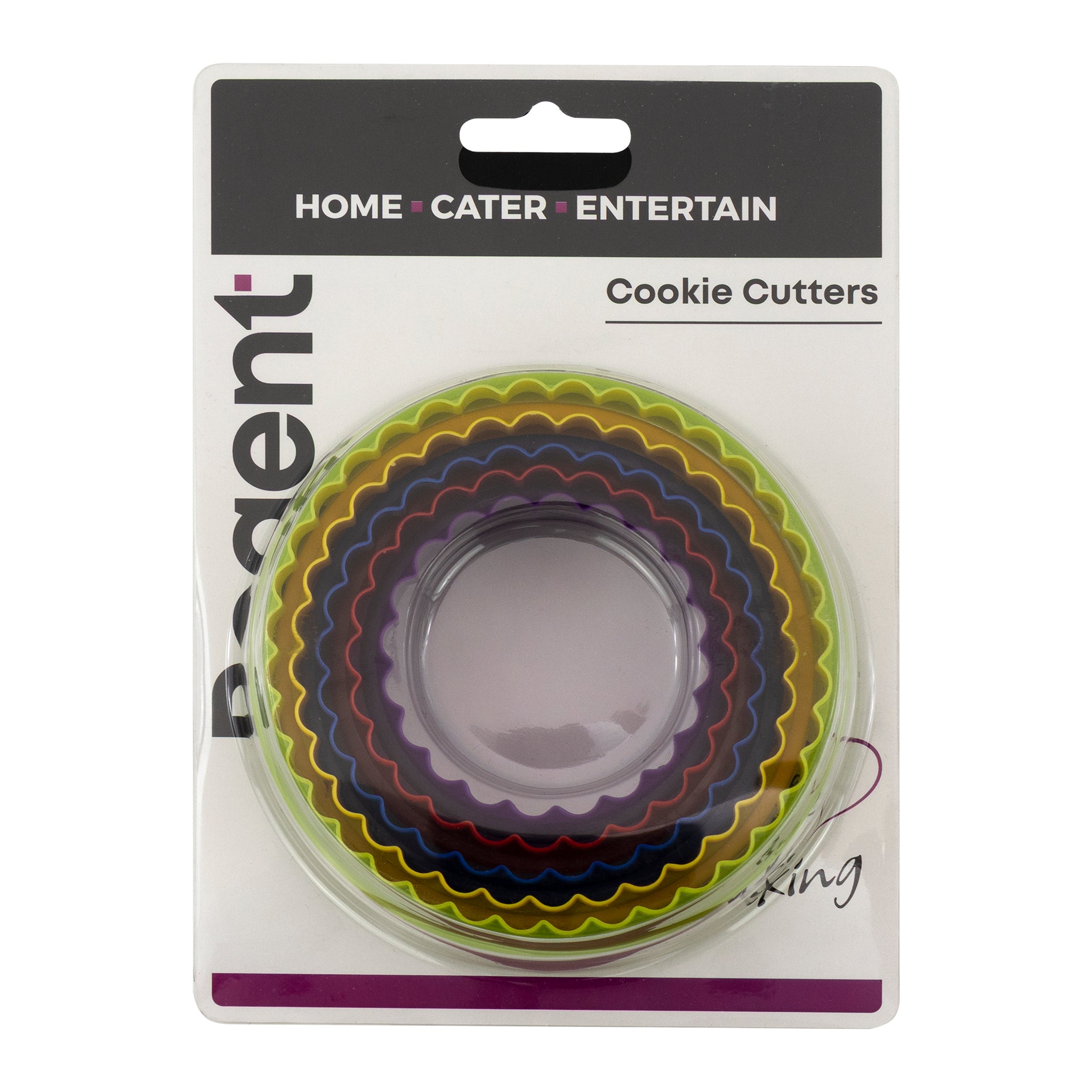 REGENT BAKEWARE COOKIE CUTTERS FLUTED ASST. COLOURS 5PIECE SET